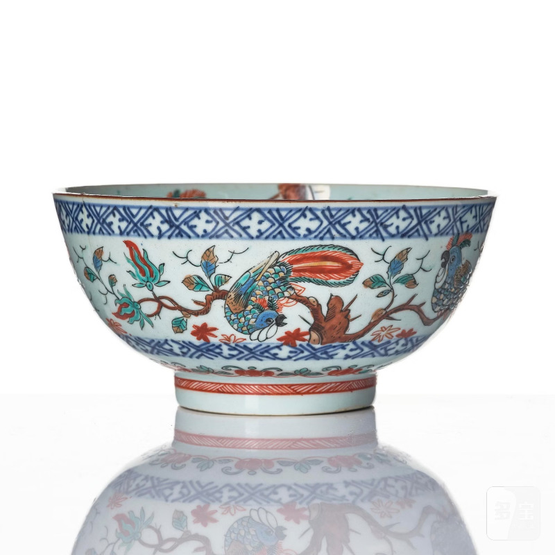An enameled 'parrots and butterflies' bowl, - 图4